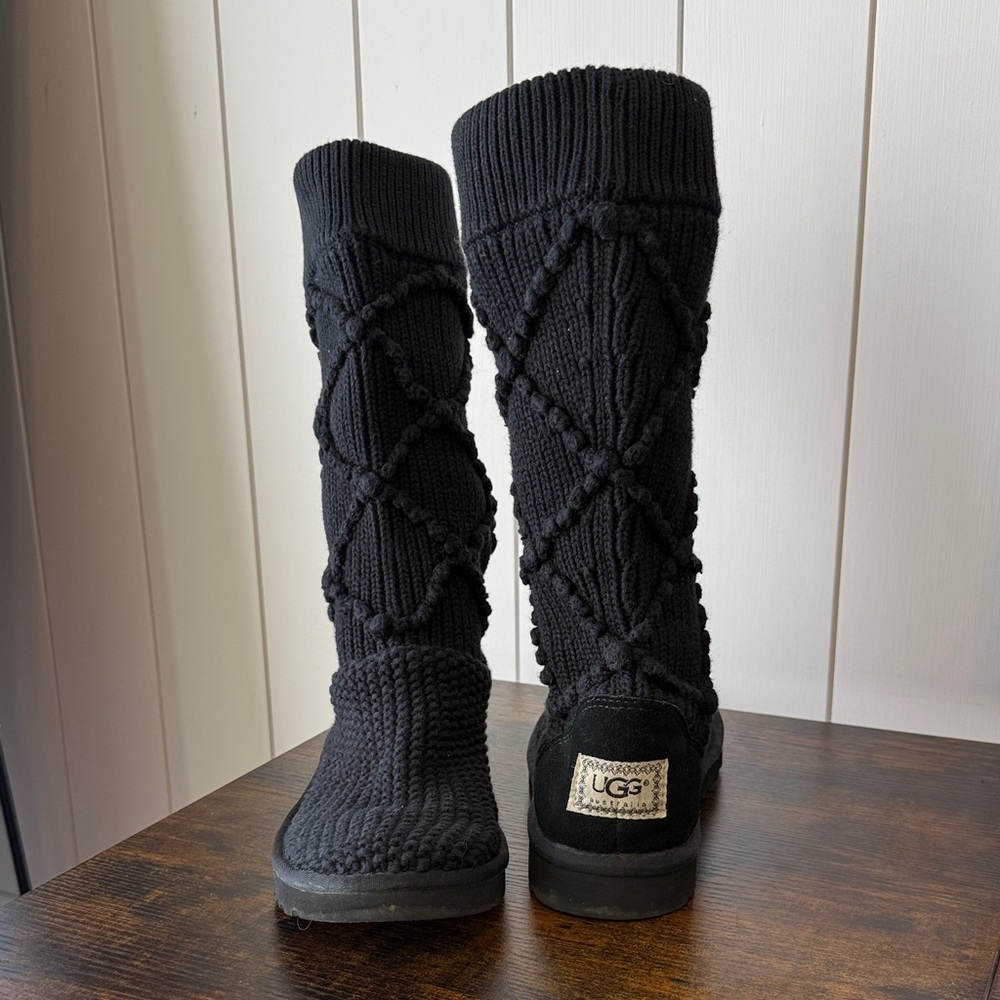 UGG Black Classic Cardi Cable Knit Boot